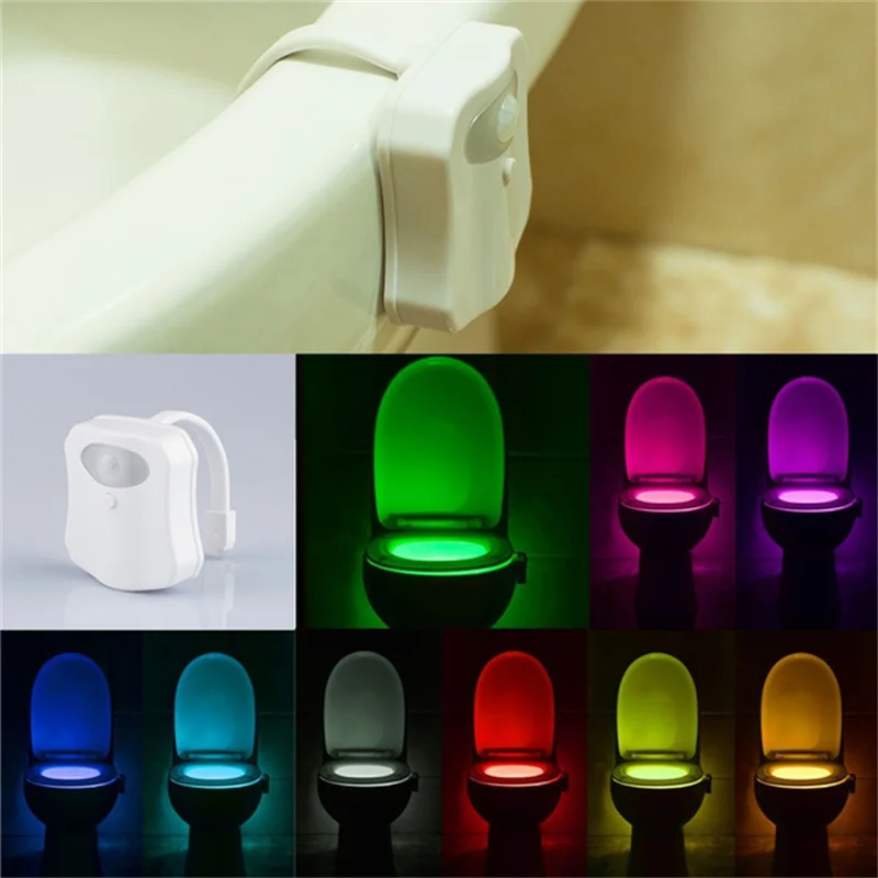 1/2Pack Toilet Night Light 8 Colors Changing LED Automatic PIR Motion Sensor Toilet Night Light Bowl for Bathroom Washing Room