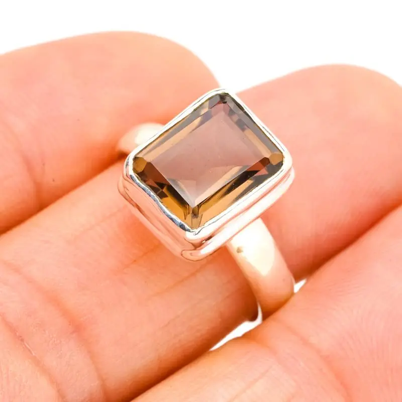 

StarGems® Natural Smoky Quartz Handmade 925 Sterling Silver Ring 8.5 E9202