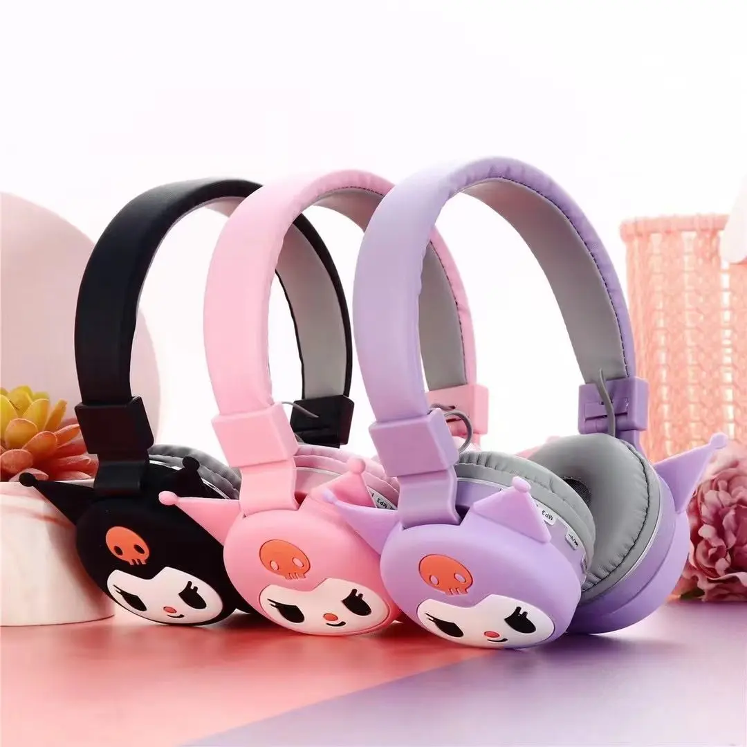 Sanrio Kulomi Cut Bluetooth Headphone Wireless Headsets Anime Cartoon Stereo Headset Earphone Fashion Hottie Children's Gift