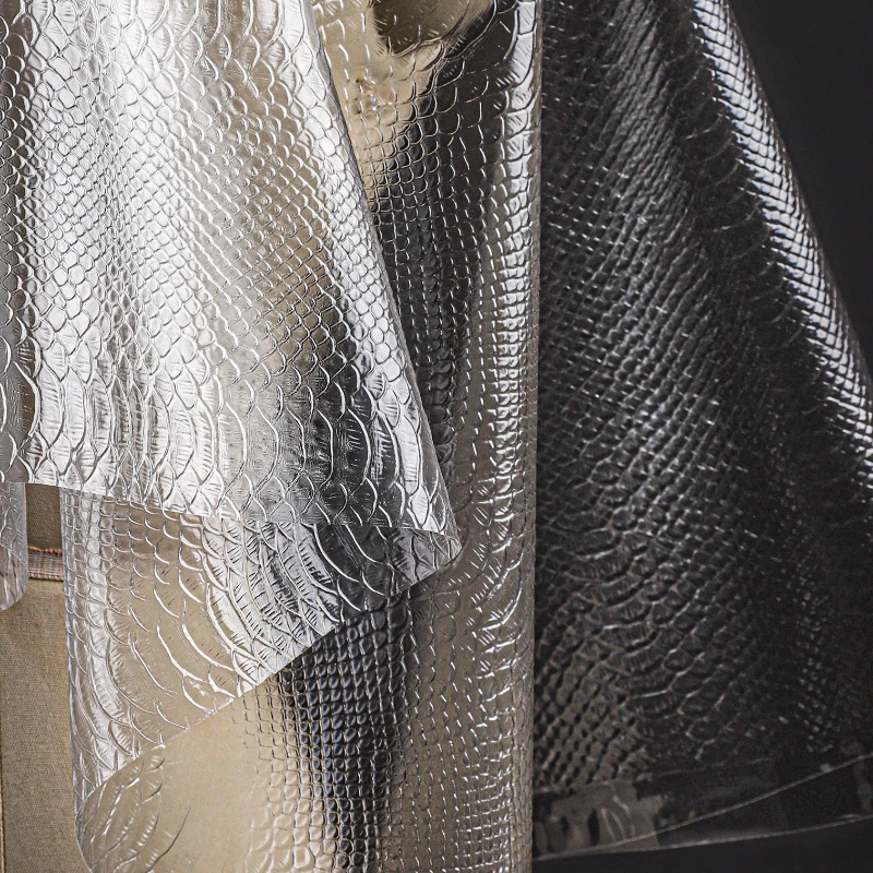 Kain Film TPU Matte Bermotif Kulit Ular, Tahan Air, Kreatif, Transparan, untuk Rok, Luaran, Tas, Pakaian, Kain Desainer