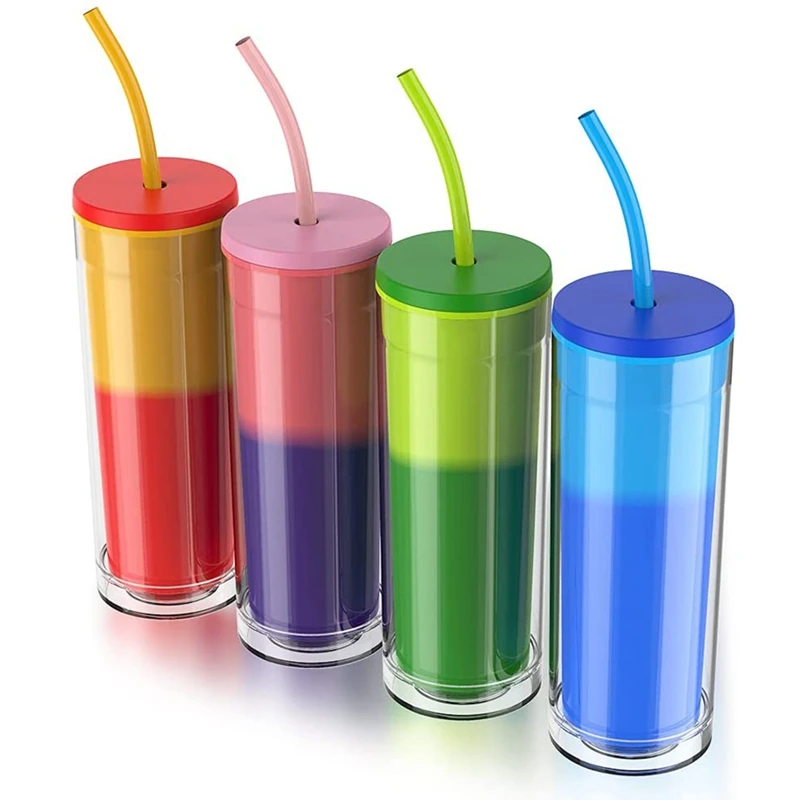 Color Changing Cups Tumblers With Lids - Pastel Colored Reusable Cups With Lids And Straws Double Wall Coffee Cup