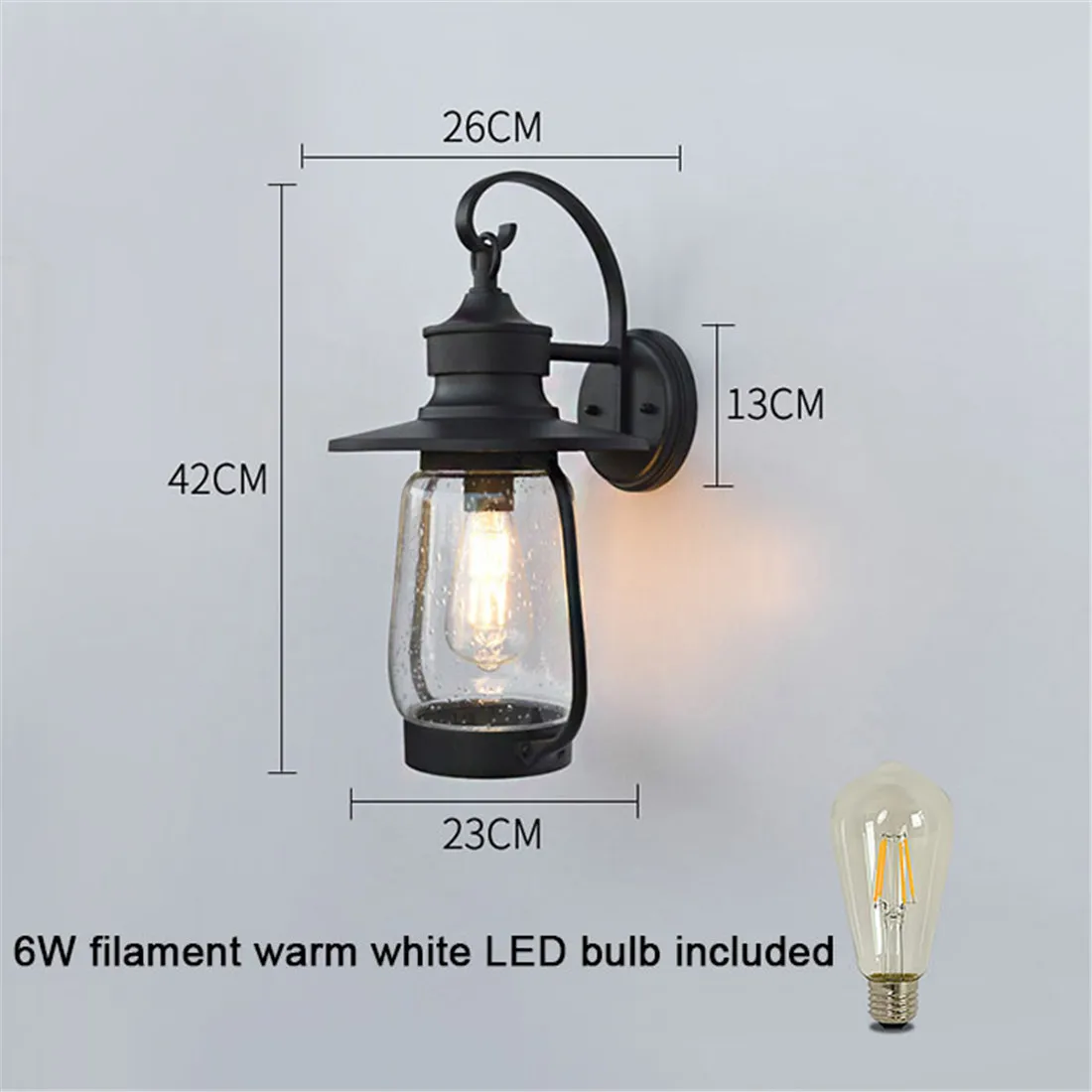 Outdoor Bubble Glass Shade Barn Lights Black Exterior Wall Lantern Outside Wall Mount Scocne Porch Lamp for House Front Door