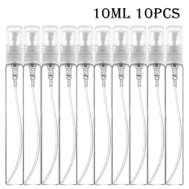 5/10 Uds. Mini Botellas de Perfume de Vidrio Transparente de 3ml, 5ml, 10ml, Envases Cosméticos Vacíos, Pequeños Atomizadores de Perfume Recargables para Muestras