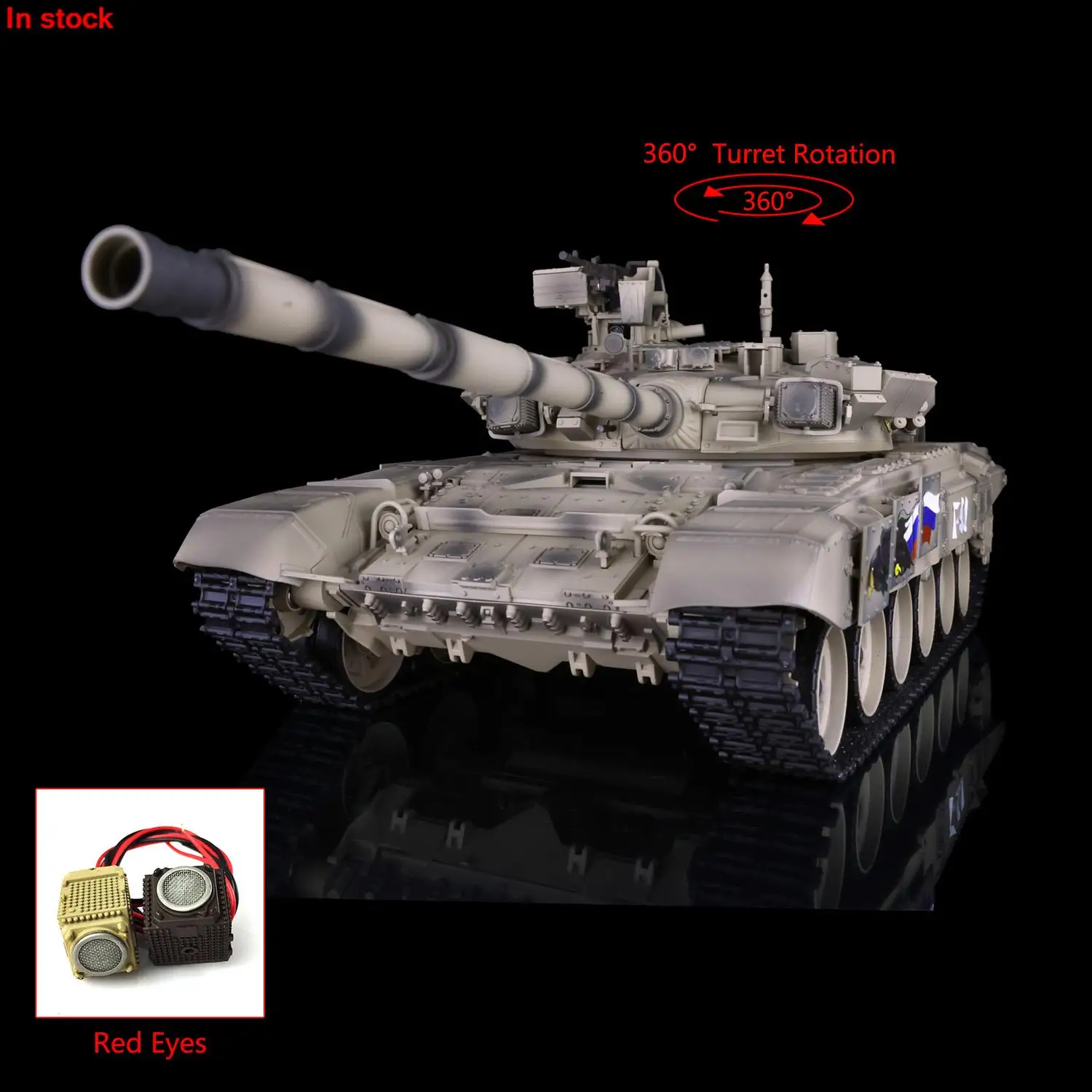 

HENG LONG 1/16 Yellow 7.0 Plastic Russia T90 Radio Controlled Tank 3938 W/ 360° Turret Red Eye Infrared Functiong Toys TH17860