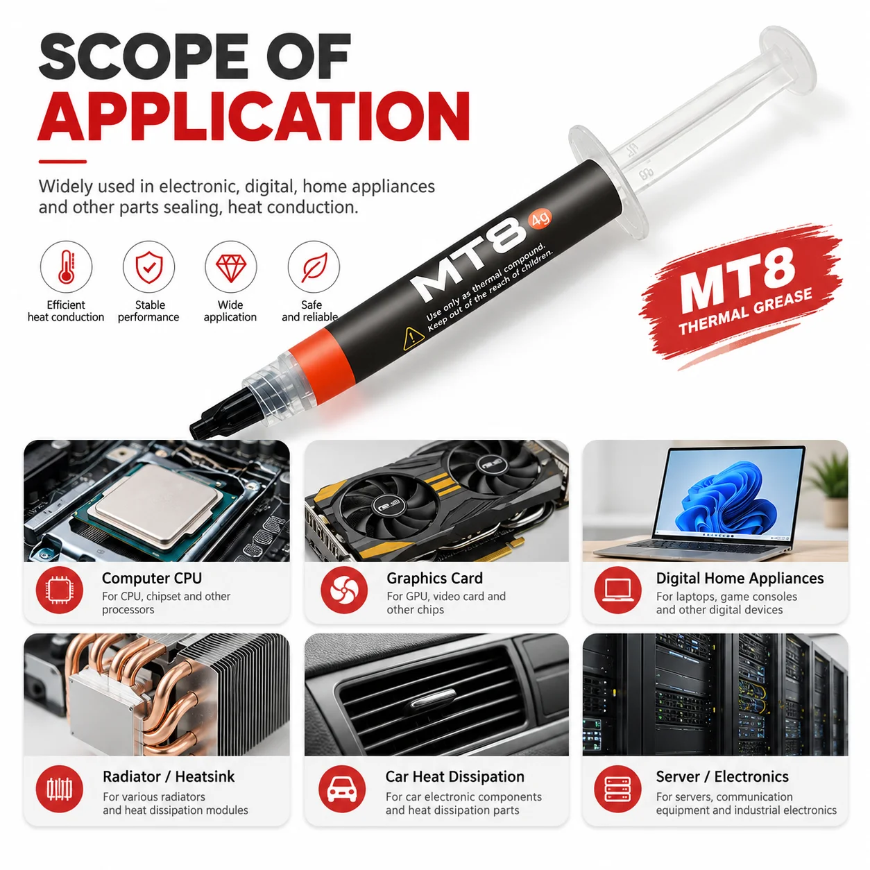 ZEXEF Thermal Paste Grease Lamps MT8 MT7 4/2/1g 12.8w/m.k for CPU GPU Printer Cooling Heat-sink Silicone Adhesive for Elbow Sole