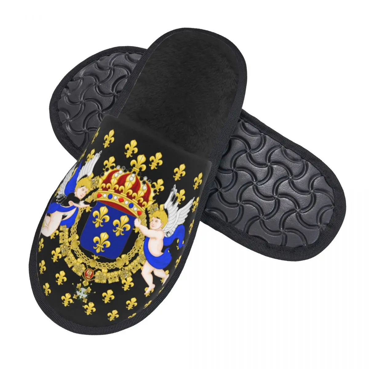 Custom Royal Standard Of The King Of France House Slippers Cozy Warm French Memory Foam Fluffy Slipper Indoor Outdoor Shoes