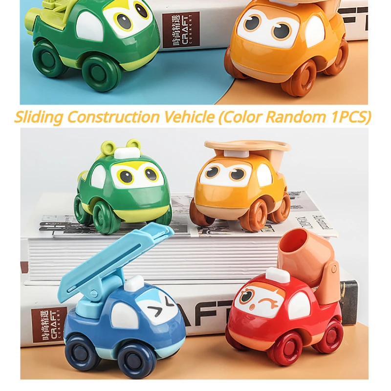 Inertia Push-and-Go Cartoon Construction Vehicle Ejecting Launching Toy Car ABS No Battery Develop Intelligence Baby Gifts