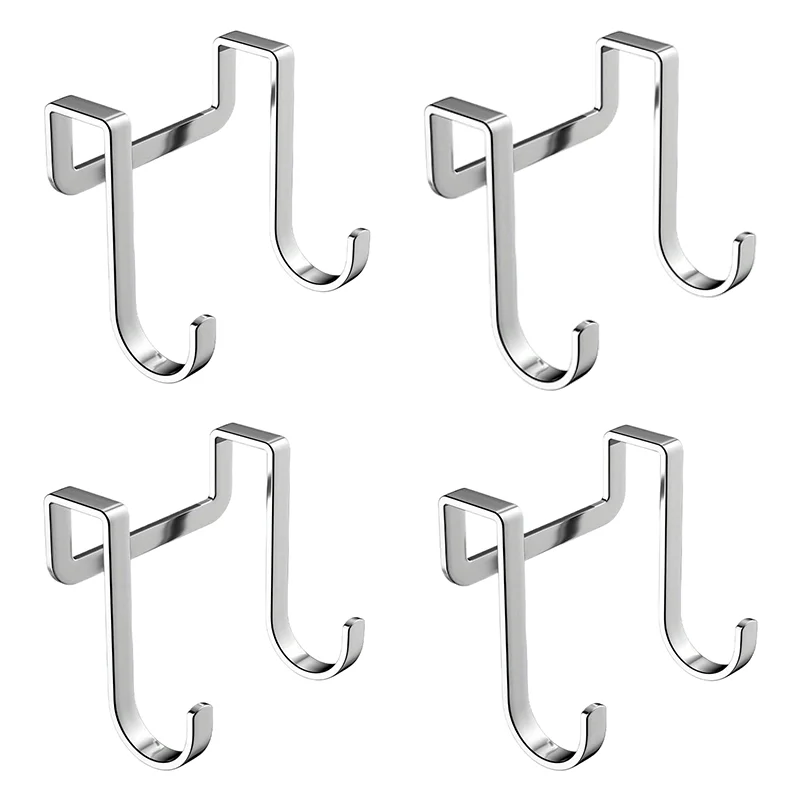4pcs of Stainless Steel S-Shaped Hooks, No Drilling Required for Hanging Clothes, Practical Metal Hooks