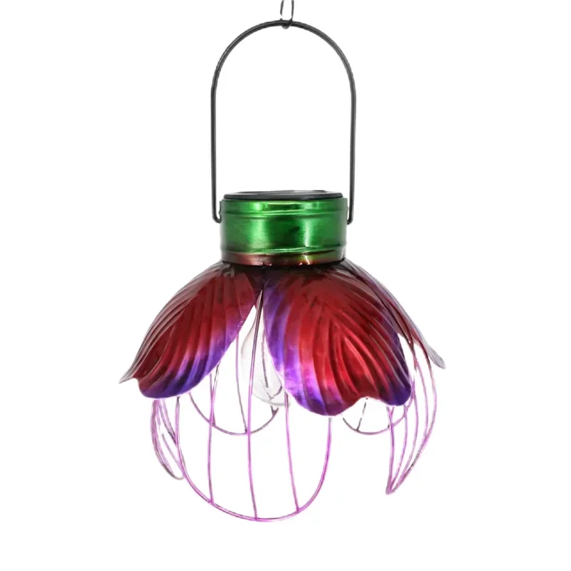 for  Solar Garden Light Outdoor Waterproof Metal Flower Chandelier Decorative LED Lantern  Courtyard Passage Lawn