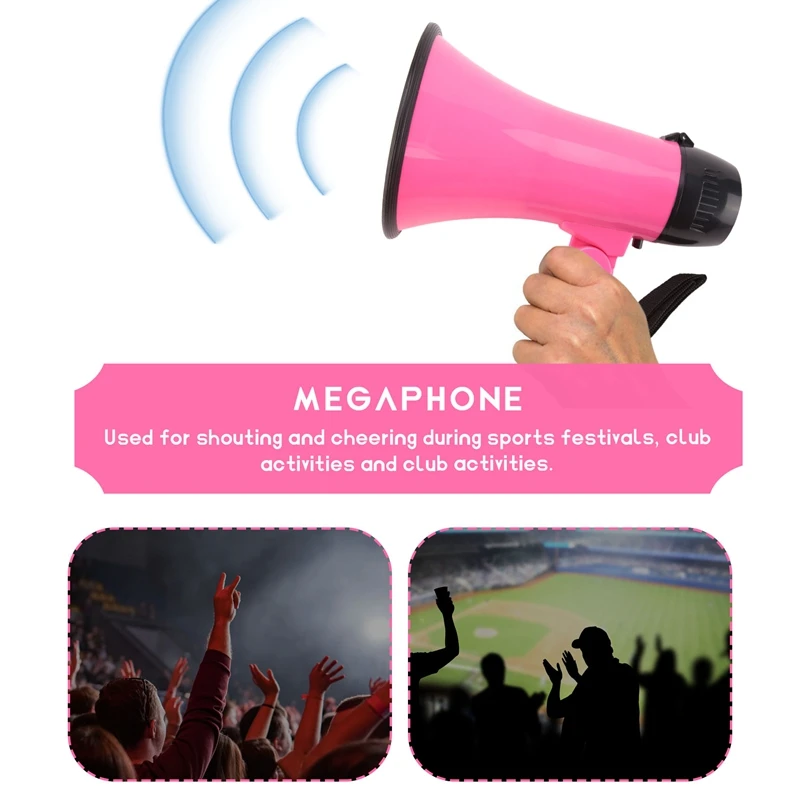 25 Watt Compact Speaker PA Bullhorn - with Built-in Siren, Voice Recorder, Bottle Opener,Pink-PZZW