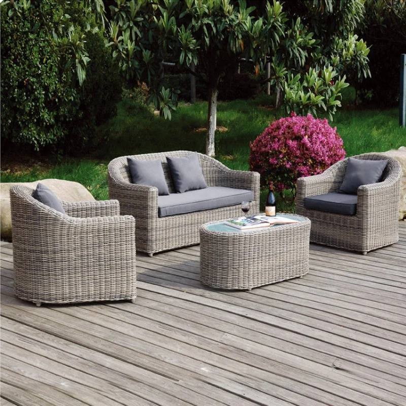 Outdoor Garden Furniture Set Rope Furniture Set Balcony Rattan Chair Nordic Single Sofa Love Seat