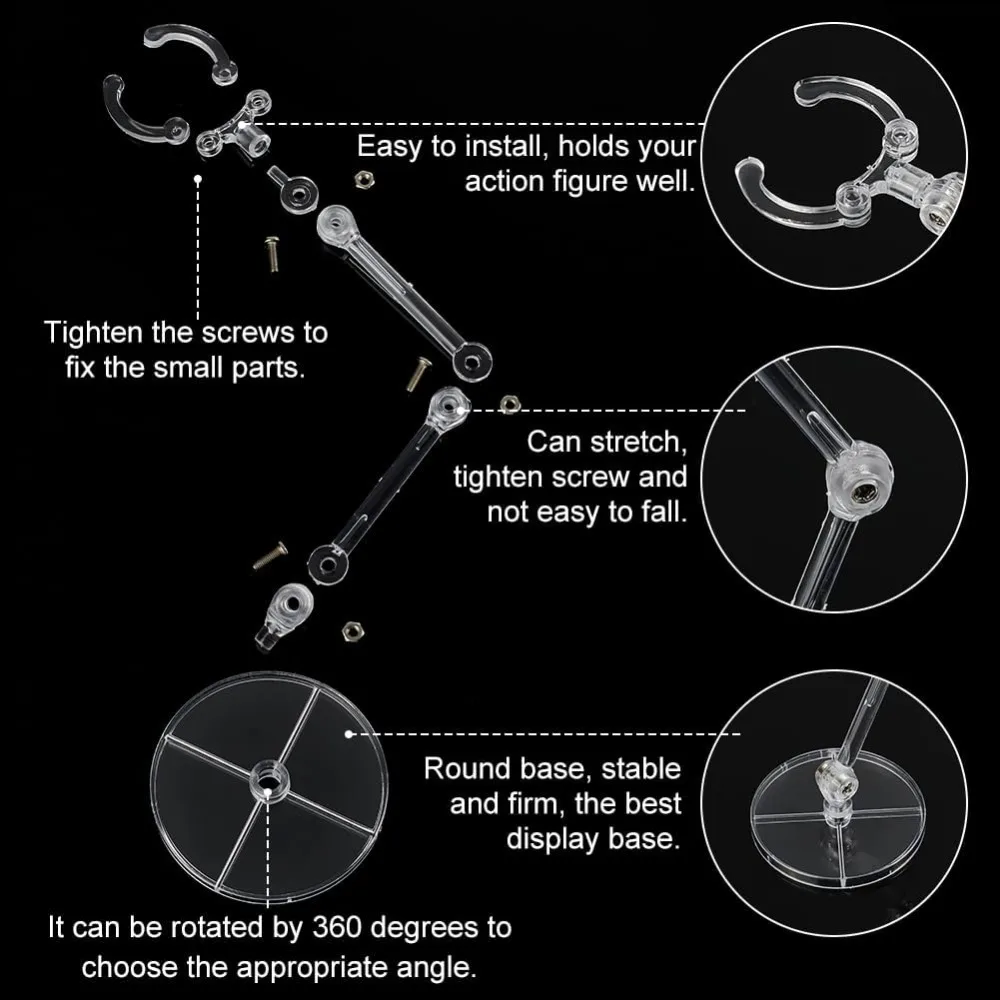 6-delige Action Figure Stand Assembly Action Figure Display Houder Basis Ronde Pop Model Ondersteuning Stand Duidelijke Miniatuur Model Bases