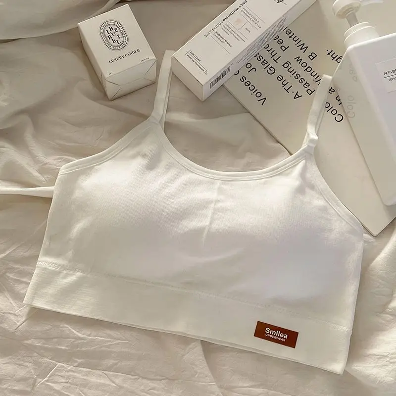 Teen Girls Sports Bra Shock Absorption Beautiful Backless Small Strap Anti-Bulge Seamless Fixed Breast Pad Student No Wire Bra