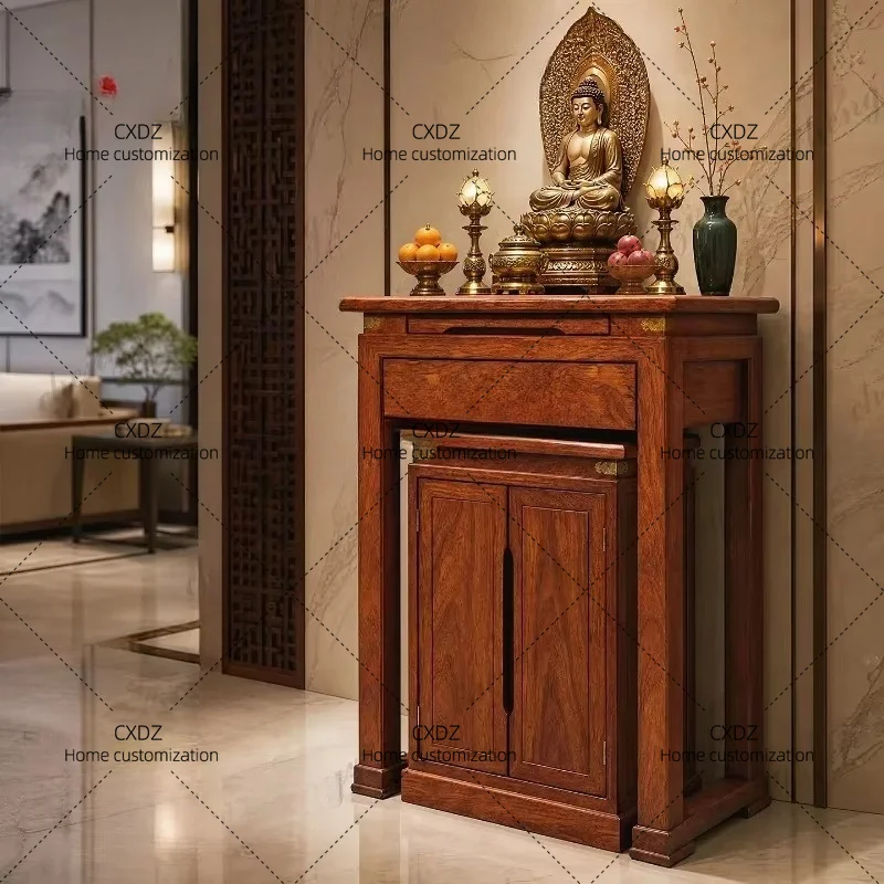 XX New Chinese vertical cabinet table for household solid wood Buddhist cabinet integrated Guan Gong table