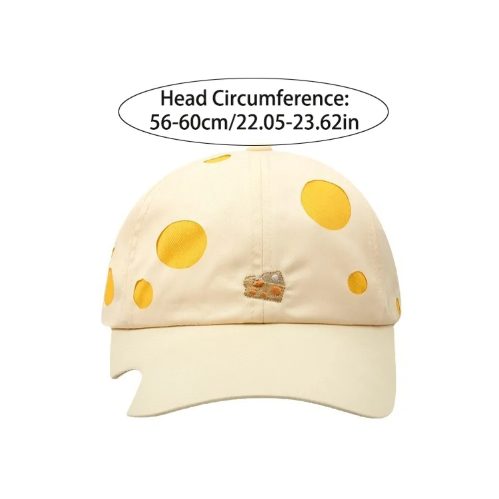 Korean Style Cheese Baseball Cap Sunscreen Solid Color Cheese Embroider Sun Hat Adjustable Hip-hop