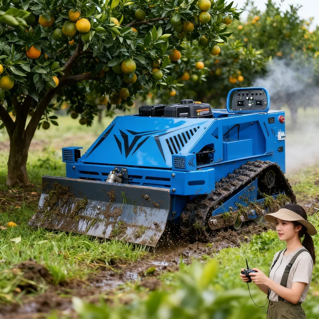 

Customized Home Use Lawn Trimming Flail Lawn Mower Crawler Remote Control Including Free Blades & Snow Shovel