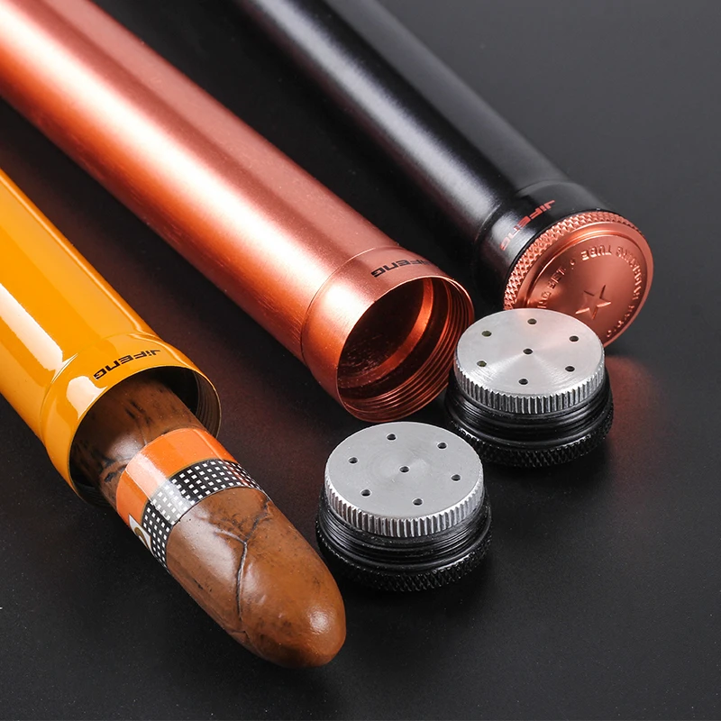 Cigar Case With Humidifier Classic Aluminum Travel Cigar Tube Humidor Holder diameter 22mm Cigar holder