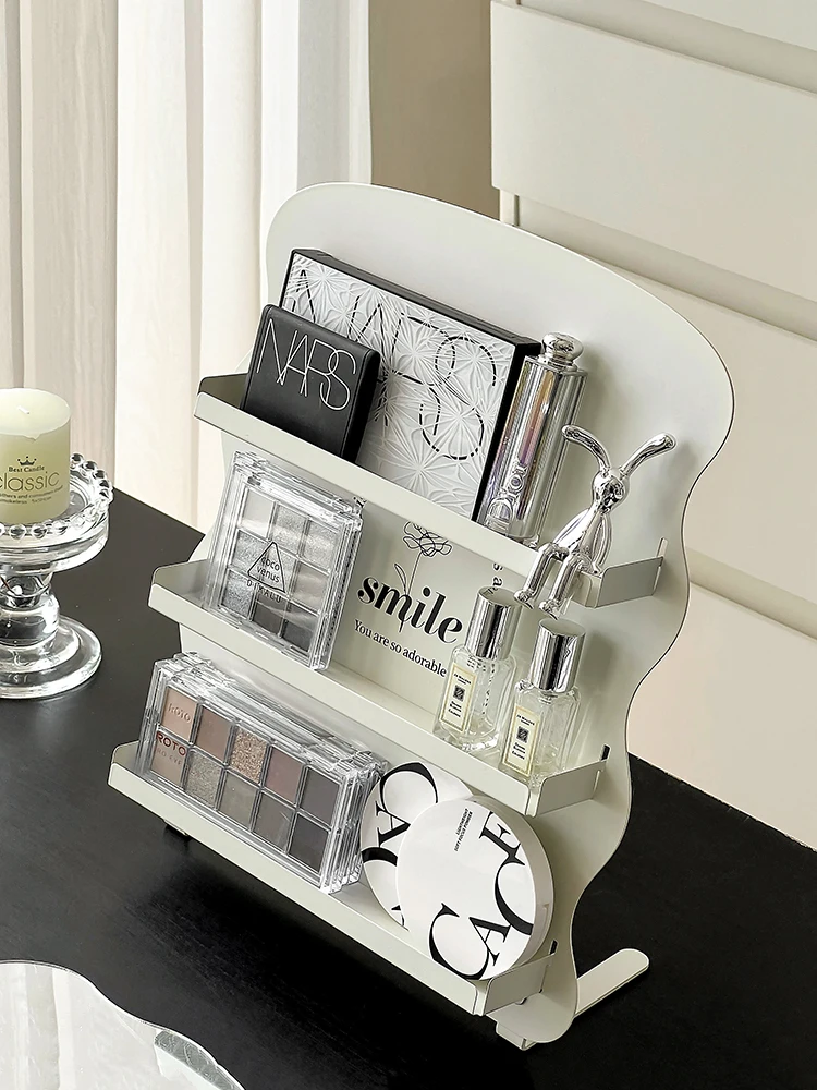 INS Table Shelf Metal Cosmetics Perfume Holder Makeup Eyeshadow Palette Organizer Lipstick Desktop Storage Rack