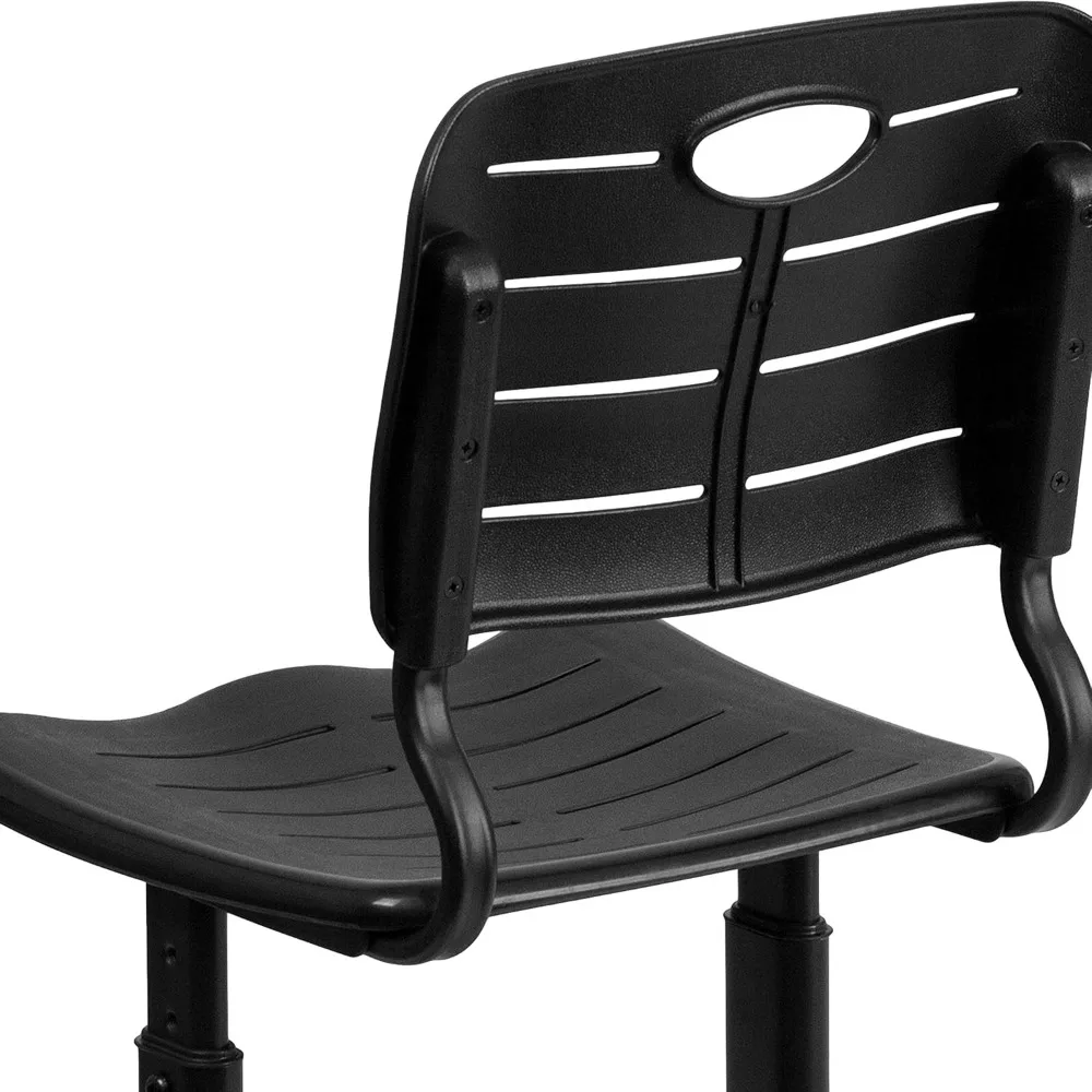 Chaise d'étudiant noire réglable avec cadre sur piédestal, chaise d'étudiant de style moderne pour les niveaux primaire et secondaire, recommandé