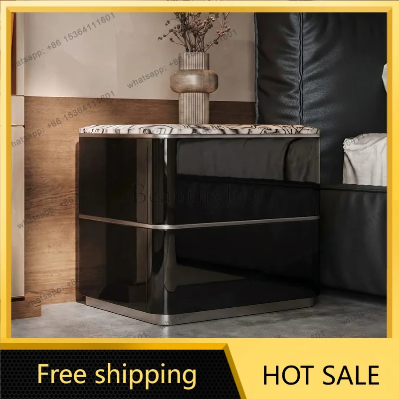 PG Italian light luxury bedside table high sense master bedroom minimalist storage high sense large size side cabinet