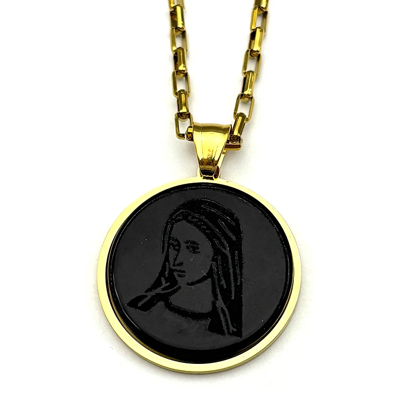 Guadalupe Virgin Mary Pendant Necklace For Women Men Stainless Steel Red Yellow Religion Amulet Catholic Chain Jewelry Gifts