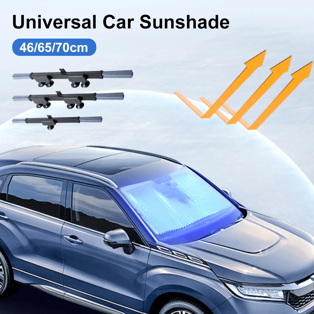 Universal Car Sunshade Retractable Front Rear Windshield Shade Cover 46/65/70cm Windshield Curtain Sun Protection Summer Cooling