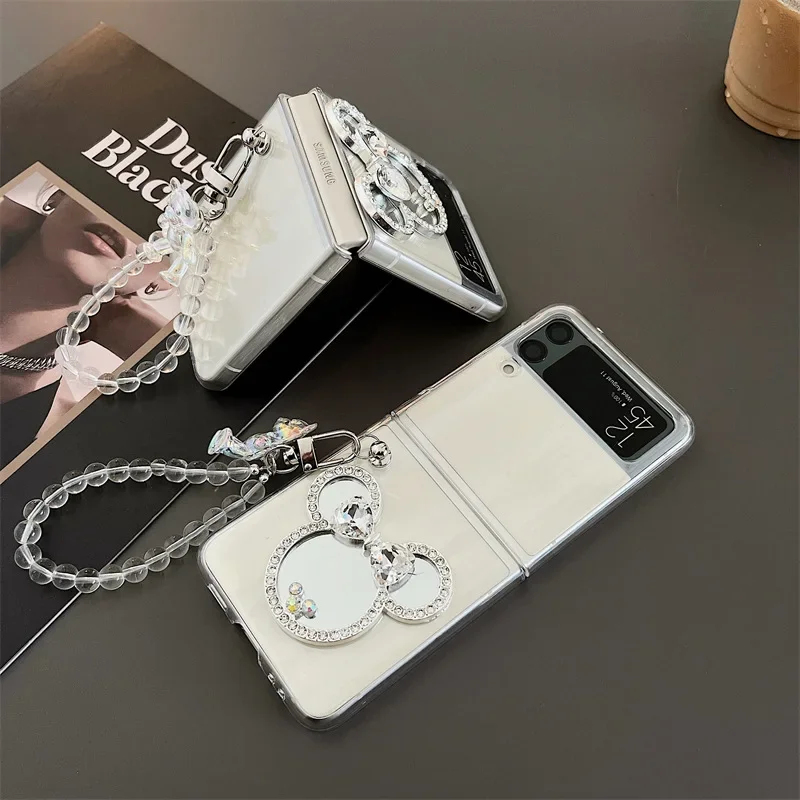 

Mini Mirror Transparent Phone Case for Samsung Galaxy Z Flip 6 5 4 3 Protective Back Cover for ZFlip4 ZFlip5 ZFlip6 Case Shell