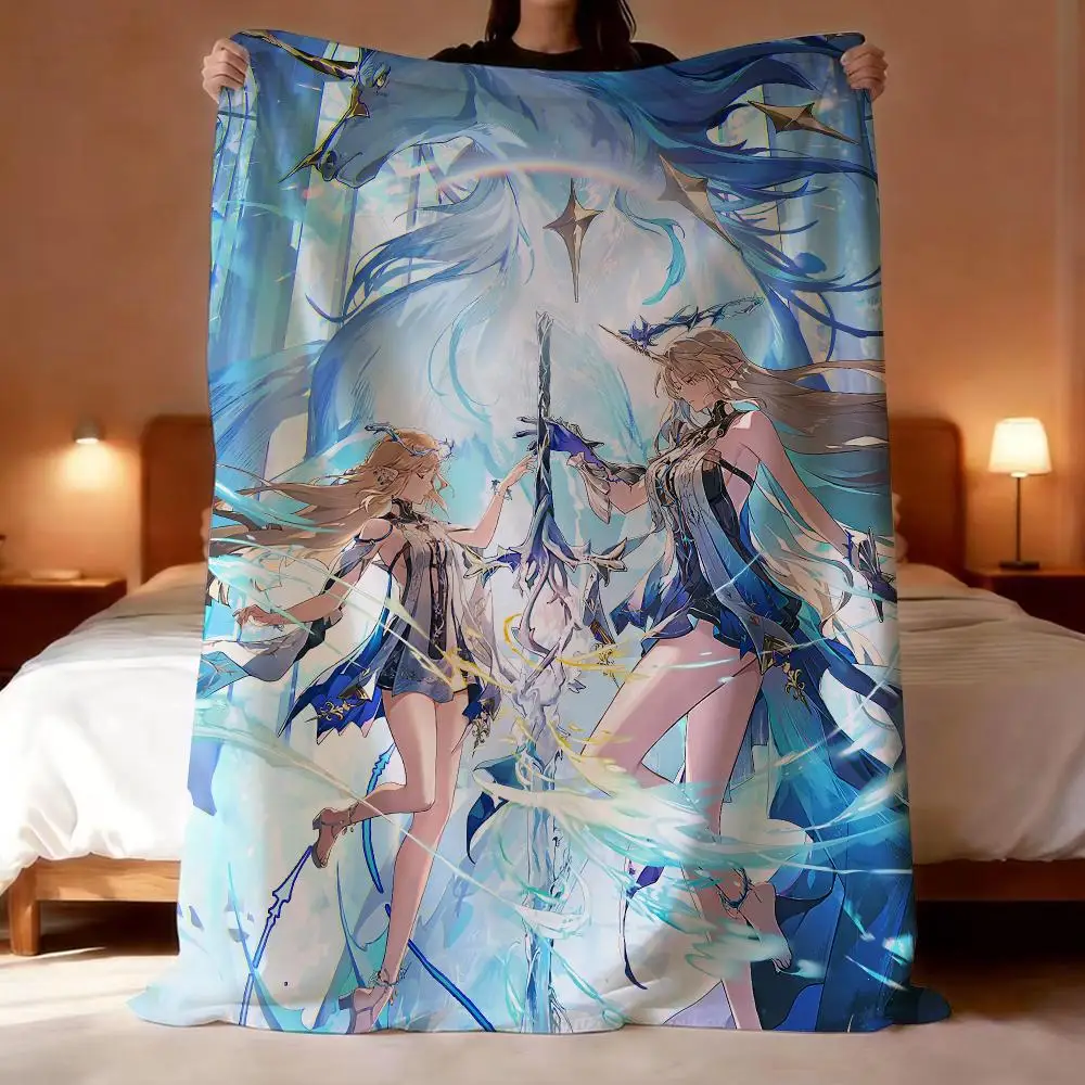 Video Game Wuthering Waves Throw Short Plush Throw Blanket Soft Skin-Friendly Multi-Scene Home Office