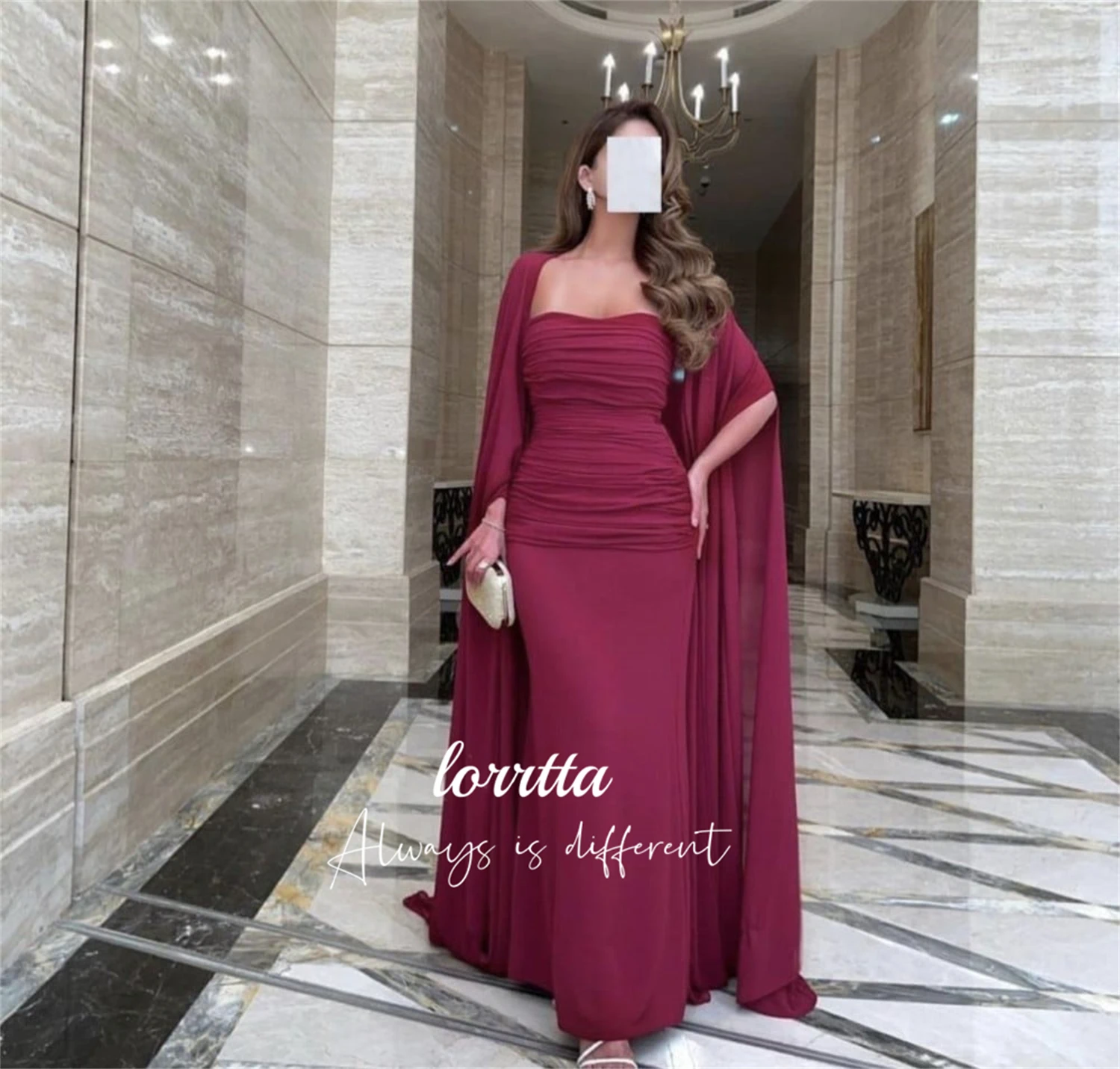 Lorrtta Ball Gown Party Dress Chiffon Graduation Eid Mermaid Grace Deep Red Evening Dresses for Formal Occasions