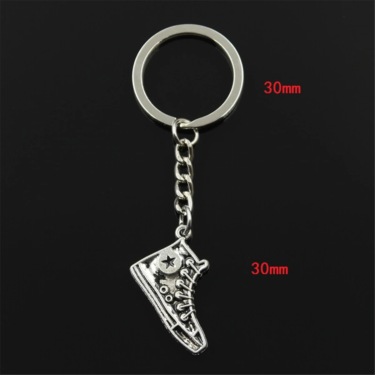 Fashion Keychain 30x20mm Basketball Star Shoes Silver Color Pendants DIY Men Jewelry Car Key Chain Ring Holder Souvenir For Gift