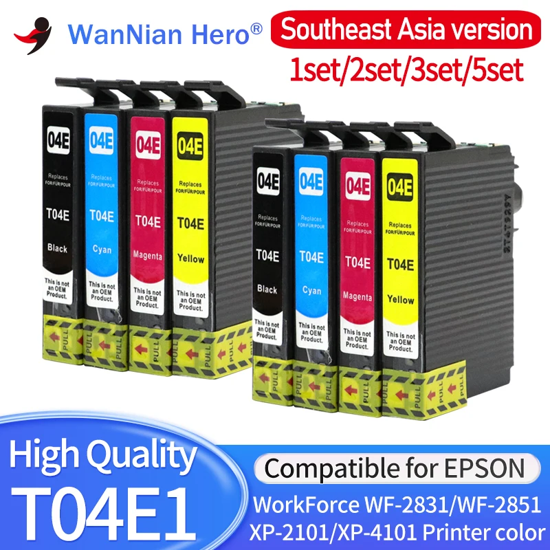 1set/~5set Southeast Asia T04E1(SW) T04E1 T04E Compatible Inkjet Ink Cartridge for Epson XP-2101 XP-4101 WF-2831 WF-2851 Printer