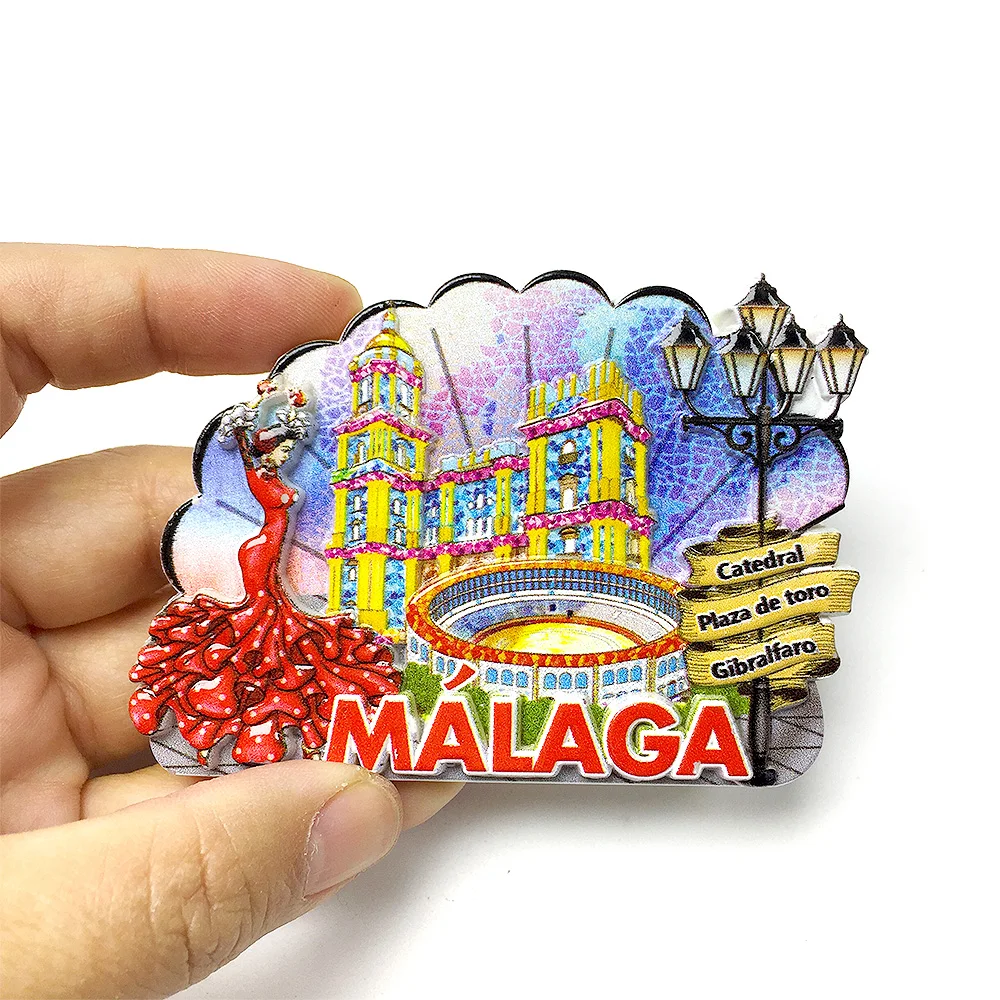 

3D Resin Fridge Magnet - Plaza de toros and Gibralfaro Cathedral in Málaga