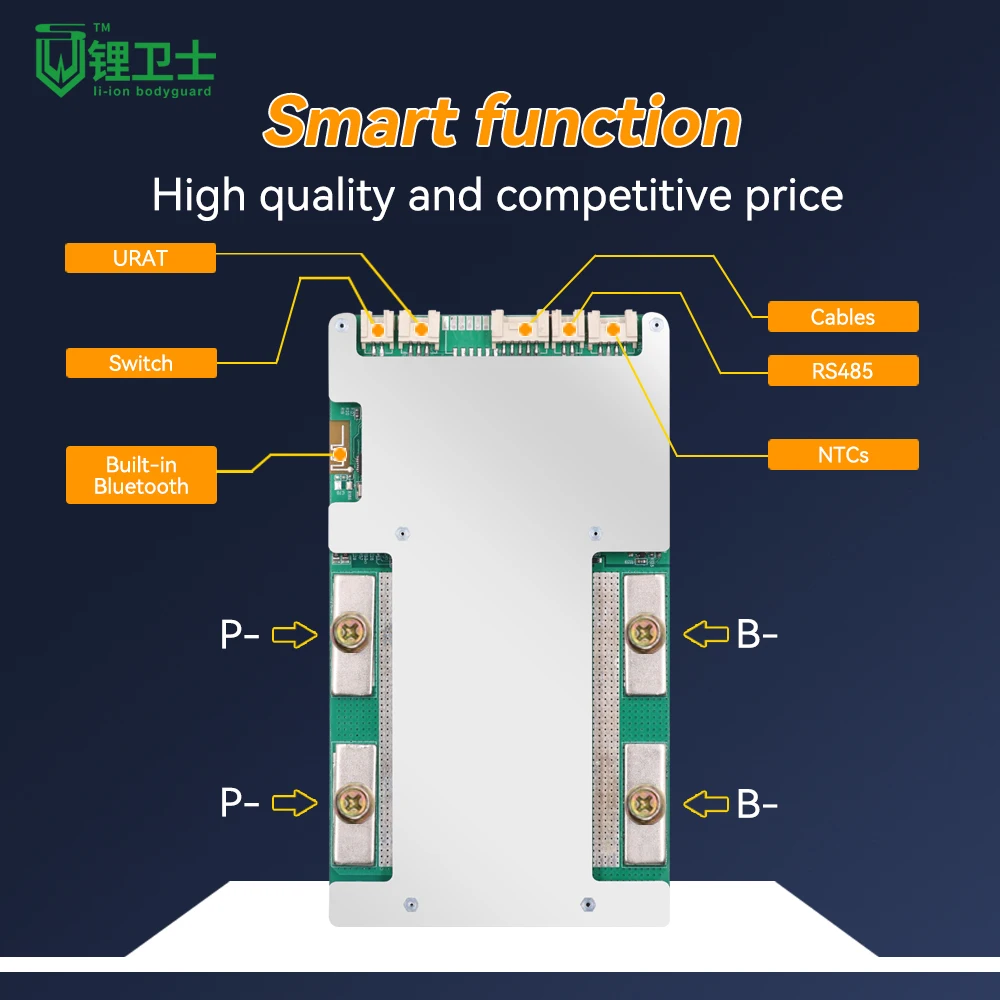 LWS 4S 8S 14.4V 100A Lead Acid Replacement Smart LFP BMS Battery Protection Board with Built-in BT RS485 Uart Communication