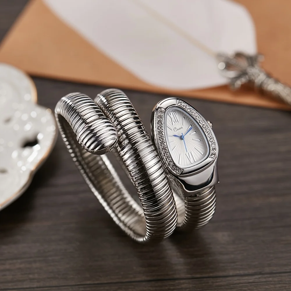 Модные креативные элегантные женские часы в форме змеи, браслет, женские кварцевые часы reloj часы женские наручные