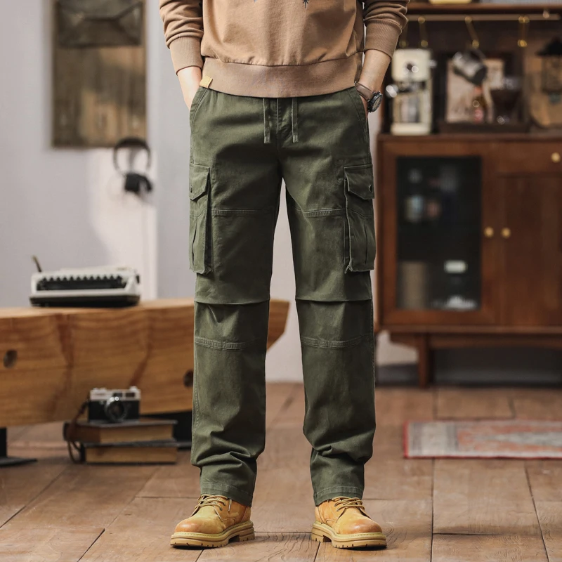 ربيع الخريف 2025 الرجال سليم مستقيم فضفاض العمل السراويل الرجعية الأمريكية عارضة الرياضة السراويل الطويلة تنوعا بارد Faionable #6