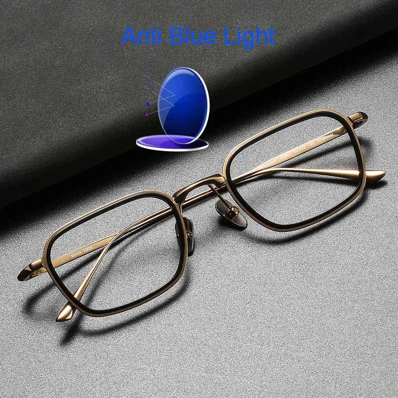 

Luxury Brand Reading Glasses Men Women Business Square Titanium Anti Blue Light Presbyopic Glasses Computer Protection 125 175