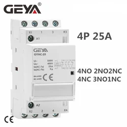 GEYA GYHC 4P 25A 4NC 4NO 2NO2NC 3NO1NC Din Rail Type Household Modular Contactor 50/60Hz Automatic AC Contactor