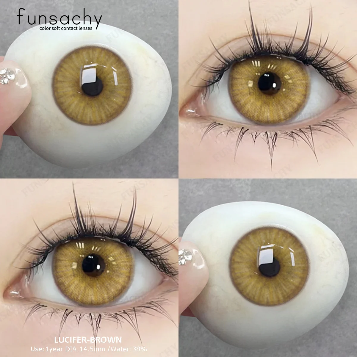 FUNSACHY 1 Paar farbige Kontaktlinsen für Augen, natürliche Kontaktlinsen, jährliche Mode, blaue Linsen, Augen, gelbe farbige Kontaktlinsen