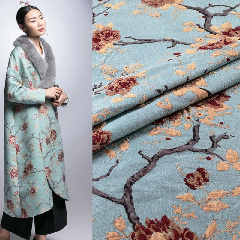 Jacquard Brocade Fabric Chinese Embossed Fabrics Autumn and Winter Trench Coat Cheongsam Thick Material Fashion Design Wholesale