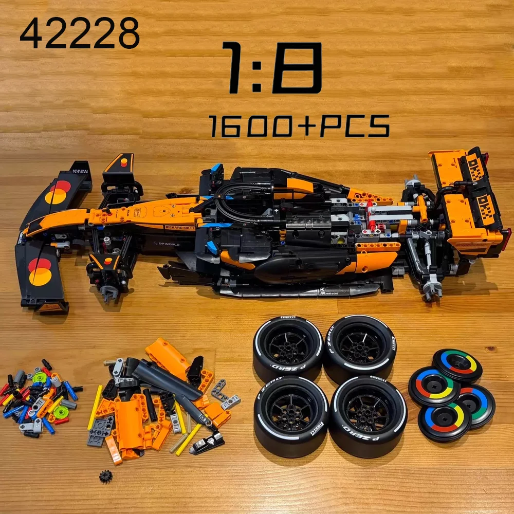 NEW Technical 42228 1675PCS 1:8 Orange MCL39 Sports Car Building Blocks MOC Sports Car DIY Assembly Model Set Toy Gift Boys Kids