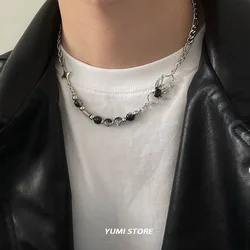 Unisex Spider Necklace For Women Men Y2k Titanium Steel Splice Bead Collar Chain Korean Trend Kpop Cool Jewelry Punk Accessories