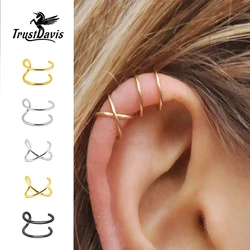 Trustdavis Real 925 Silver Contracted Twist Ear Cuff Clip on Earrings for Women Daily Wear Jewelry Gift DA457