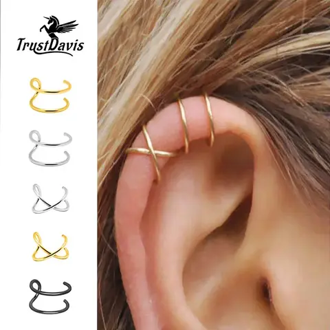 피어싱 귀걸이 쥬얼리가없는 여성 소녀를위한 귀걸이에 Trusta 100% 925 스털링 실버 계약 트위스트 이어 커프 클립 DA457