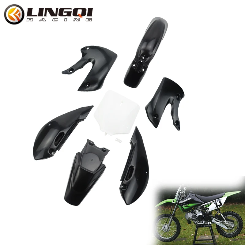 LINGQI RACING Motorcycle Full Plastic Fairing Kit Body Cover Fender Mudguard For  KLX110 Motocross Dirt Pit Bike Parts