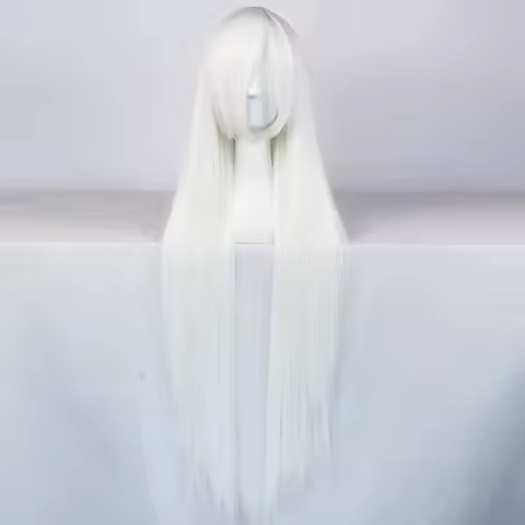 Synthetic Long Straight White Princess Cosplay Wig with Bangs Synthetic Wig for Anime Halloween Carnival Comic Exhibition Hair