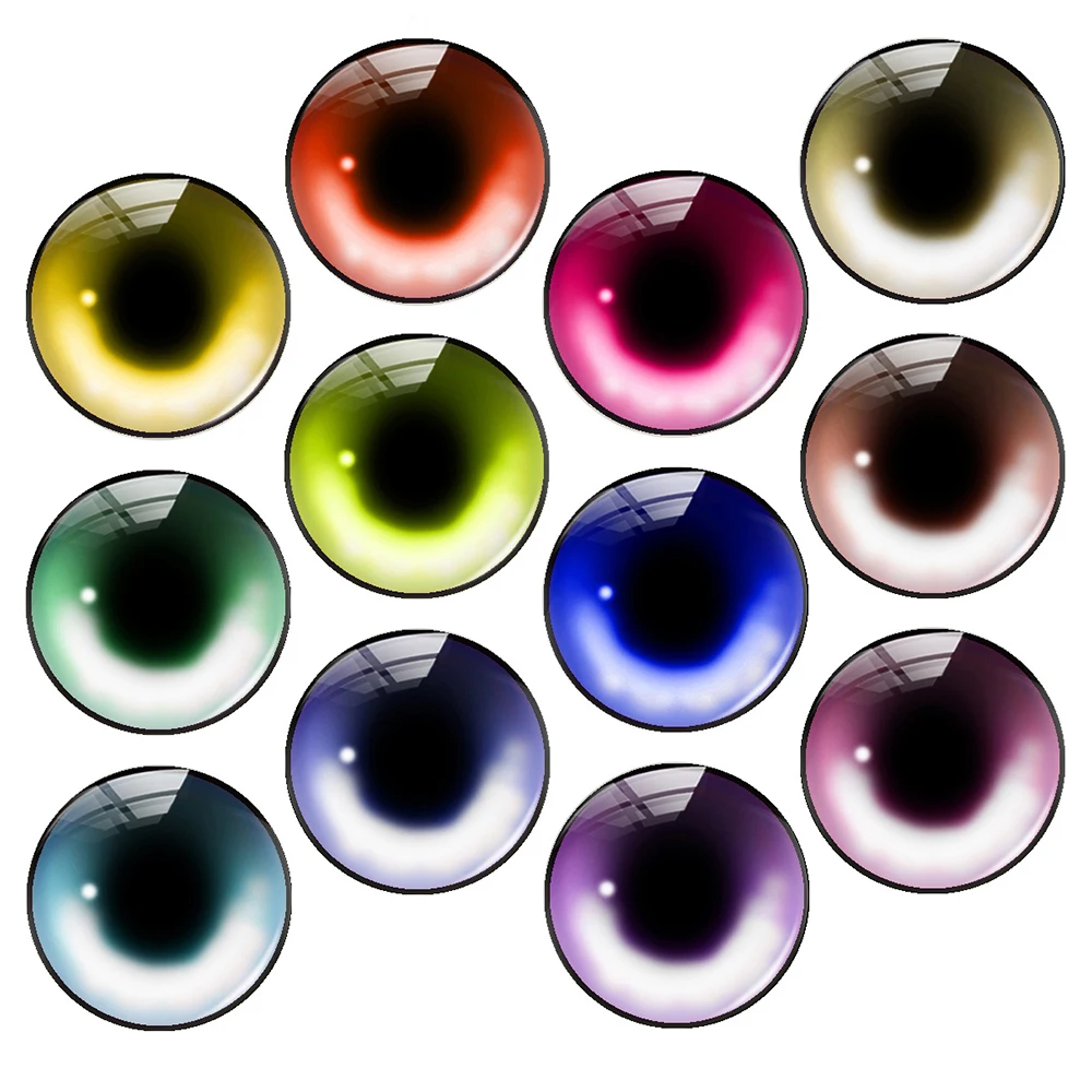 

5pairs/lot Round Colorful Eyes Iris Pupils Cartoon Doll Toys Photo Glass Cabochon Crystal Flatback Demo Cameo Diy Jewelry Making