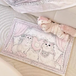 Cute Cat Area Rug for Bedroom Children's Room Carpet Cartoon Style Foot Mats Room Decor Kawaii Mat Small Rugs for Bedroom