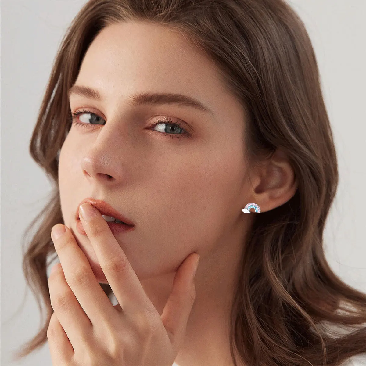 4 pairs of stylish stud earrings for ladies and girls, stainless steel star/Rainbow/butterfly perforated jewelry
