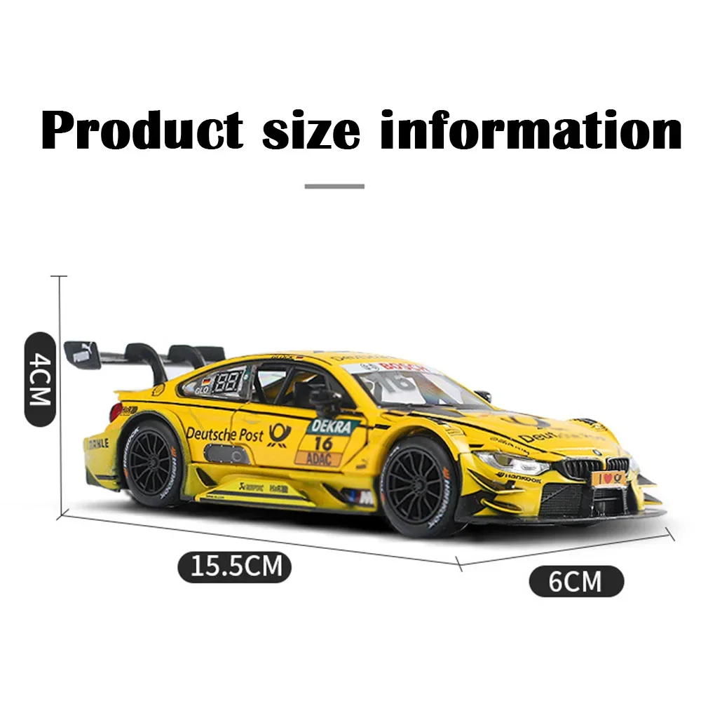 1:32 Alloy Diecast BMW M4 DTM M8 GTE Car Toy Model  Sound Light pull Back Sport Vehicle Toys For Boy Gift Collection