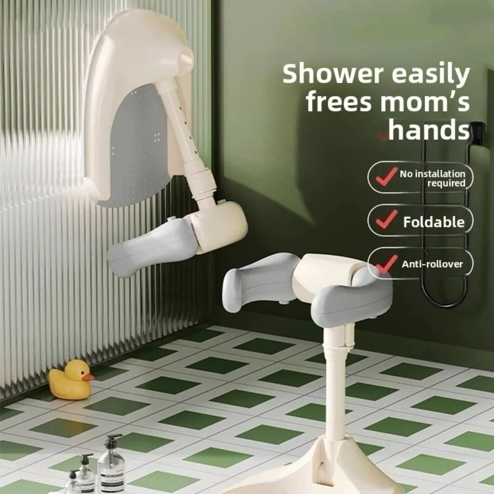 

Drainage Holes Baby Shower Rack Armrest Design Anti-Skip Base Anti-Slip Bath Organizer Secure Bathtub Organizer Wash Seat